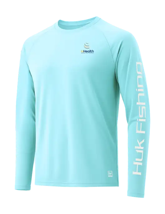HUK Very Light Sapphire LoPro Pursuit Long Sleeve T-Shirt w/Uhealth Logo