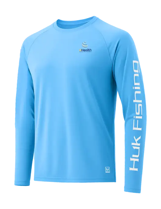 HUK Light Sapphire LoPro Pursuit Long Sleeve T-Shirt w/Uhealth Logo