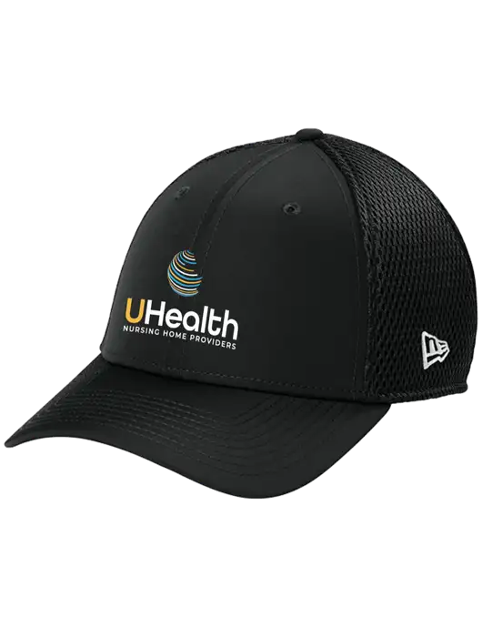 New Era 39THIRTY Performance Stretch Black Mesh Cap w/Uhealth Logo