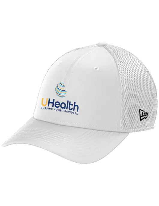 New Era 39THIRTY Performance Stretch White Mesh Cap w/Uhealth Logo