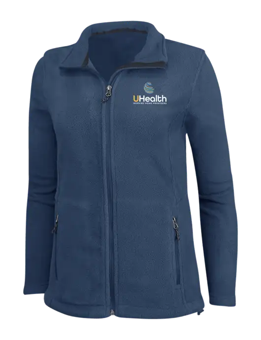 Womens Light Navy Fleece Jacket w/Uhealth Logo