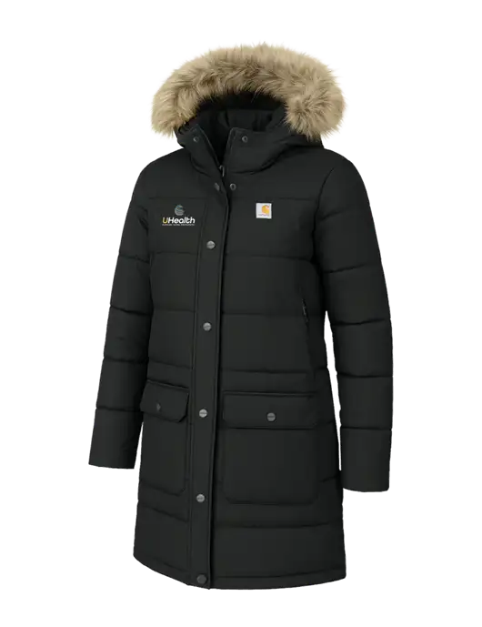 Carhartt Womens Montana Black Insulated Hooded Coat w/Uhealth Logo