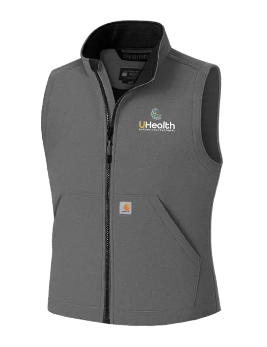 Carhartt Rain Defender Dark Medium Grey Soft Shell Vest w/Uhealth Logo