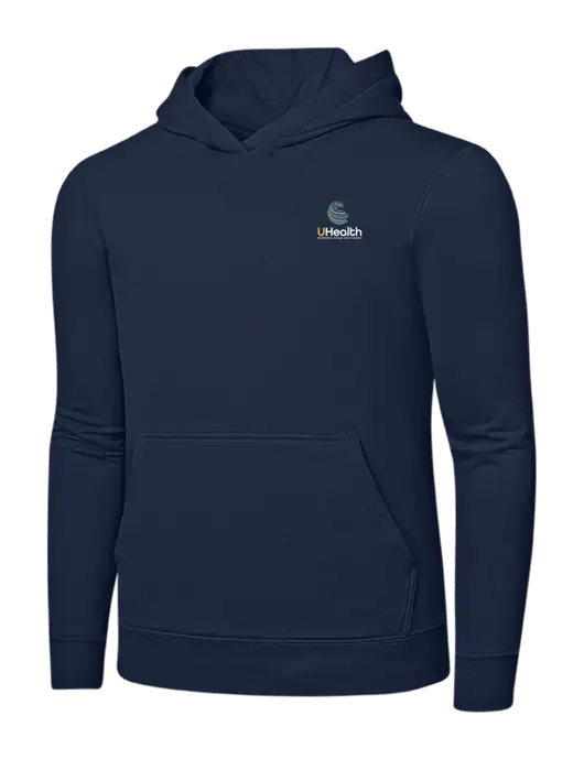 Navy 8.5 oz Ring Spun Hooded Sweatshirt w/Uhealth Logo